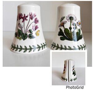 Portmeirion Botanic Garden Bell Salt & Pepper Shakers Daisy Cyclamen Pair